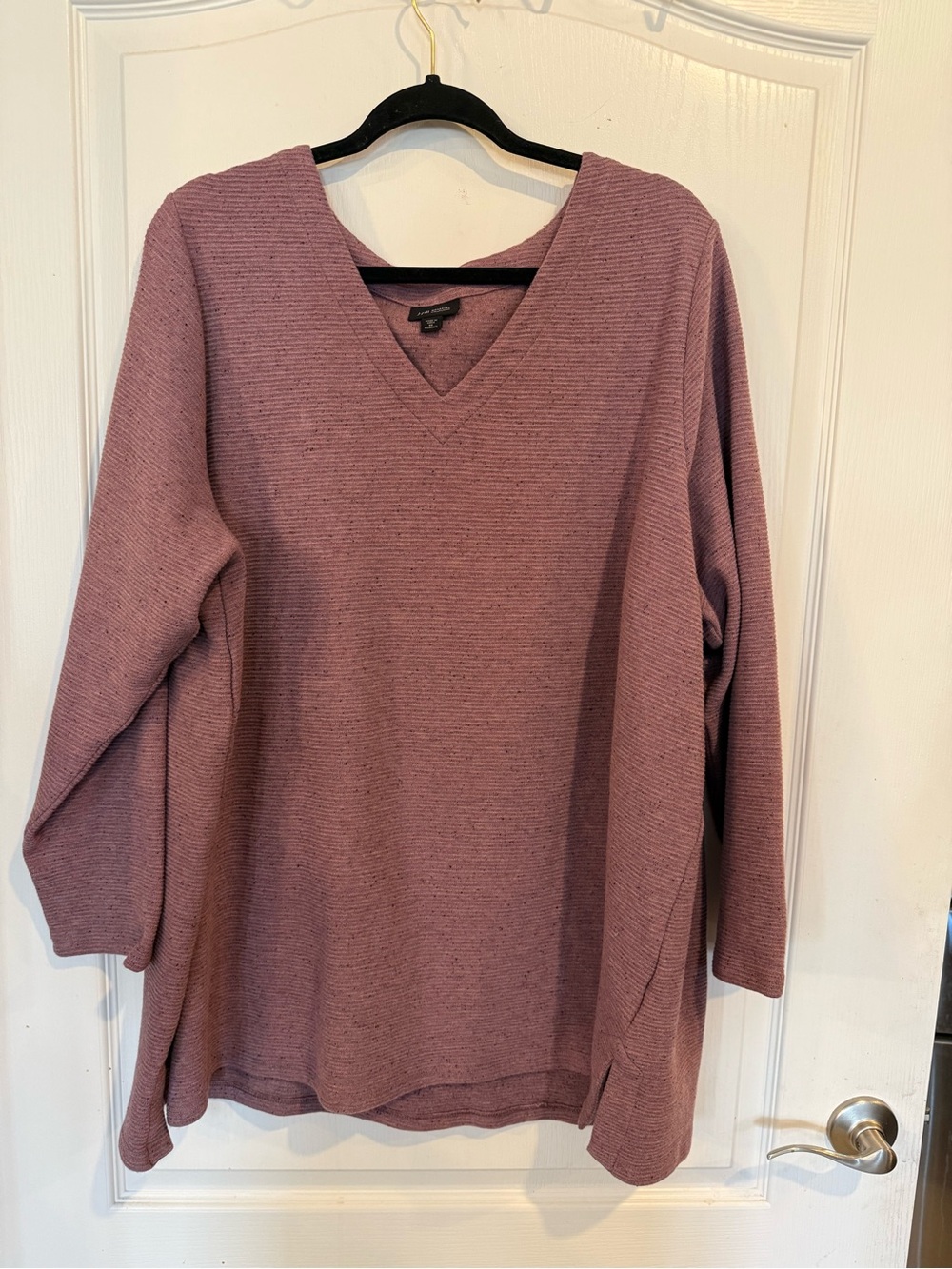 J Jill Wearever V Neck Knit Top Heathered purple Lilac Cozy Sweatshirt plus 3X